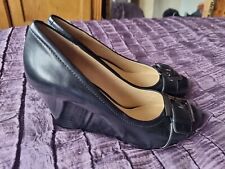 Clarks Deep Freeze Wedge Heel Court Shoes Black Size 7 Vgc