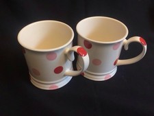 Fairmont & Main - Pair Of Red Spot Mugs- Red/Pink Spots - VGC