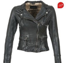 Oakwood Women’s Black Biker Leather Jacket XXL Lambskin