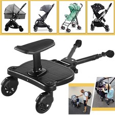 Universal Kids Buggy Board w/ Seat Step Board Stand Wheeled Pushchair Connector