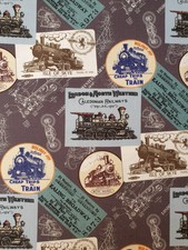 Train fabric fat quarter - uk,
