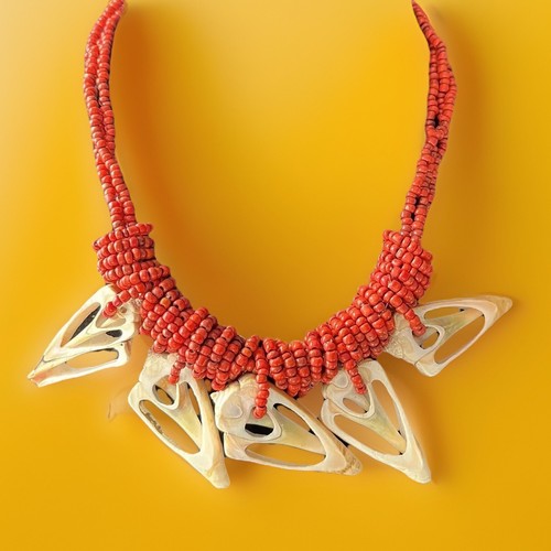 Vintage multi strand coral - vintage, red