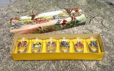 Lovely Boxed Set of 6 Vintage Car Design Shot Tot Glasses  1960's 1970's