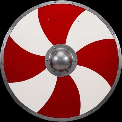 Viking wood shield red white - red,