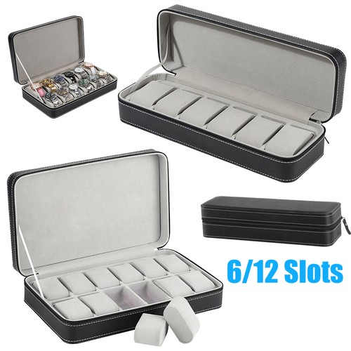 Black leather watch box - pu,