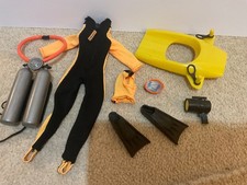 Vintage action man sea scooter water craft wet suit frogman Palitoy 12” figure