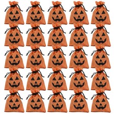 25 Pcs Drawstring Party Bag Trick Bags Small Pumpkin Burlap