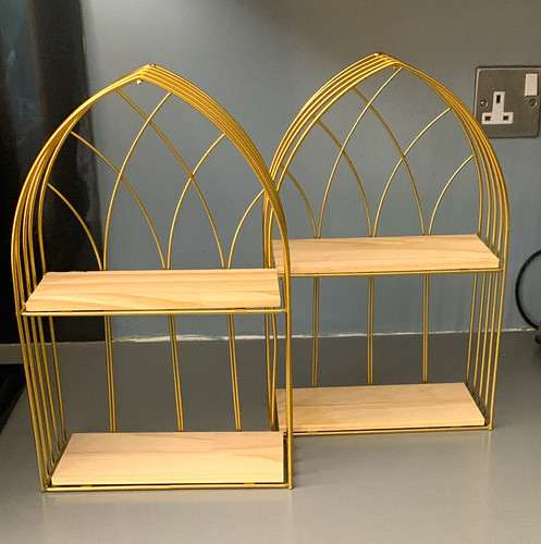 Gold metal beige wood 2 - &,