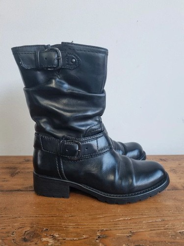 Clarks ladies black biker - black,