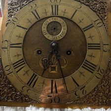 ANTIQUE GEORGIAN BRASS LONGCASE GRANDFATHER CLOCK FACE & MOVEMENT Holy Kirkham