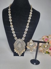 Indian Pakistani Turkish 2 piece gold Mala set with White stones 