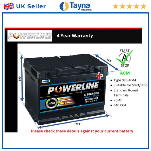 Agm car battery - fits, chevrolet