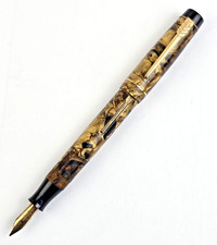 Croxley by Dickinson Lever Fill Fountain Pen - Yellow Marble - 14ct Gold Nib