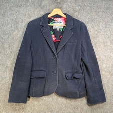 Joules Blazer Jacket UK 16 Blue Tweed Wool Button Up Equestrian Hunting Hacking