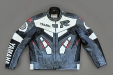 Yamaha R Leather Grey Black Racing Motorbike Motorcycle Padded Jacket Mens XXXL