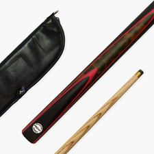 PRO147 RED BURL 57 Inch 2 Piece Snooker Pool Cue and Soft Case Set 9.5mm Tip