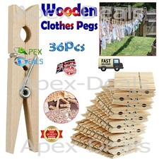 Wooden Cloth Pegs Rust Free Spring Wash Line Wood Peg Garden Airer Clips 36/144x