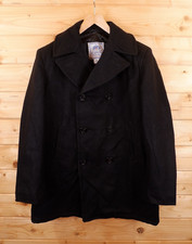 Vintage DSCP Wool Military Pea Coat Jacket 42 Long Black