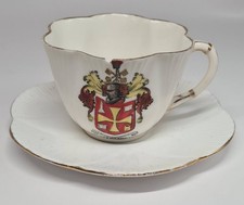 Wileman Shelley Dainty antique crested teacup saucer duo Wolverhampton 1900 A/F