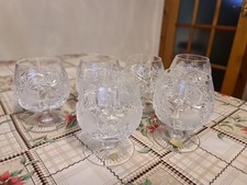 6 Brandy Bleikristall Nachtmann Hobstar Cut Glasses. VGC. 