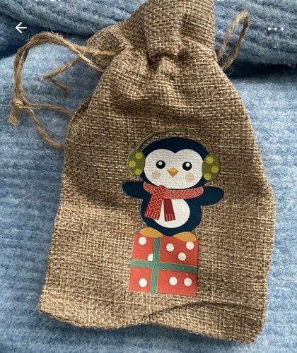 Small hessian drawstring pouch - small,