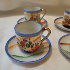 Klimax Vintage Porcelain 4 Cups Saucers Hand Painted, Made In Japan