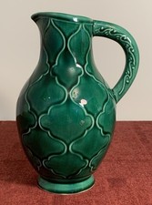 Vintage Dartmouth Pottery Green Glazed Jug 7.75" Tall