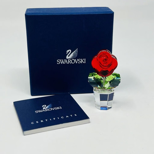 Swarovski small red rose - small, vase
