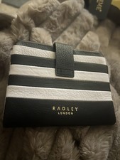 NWOT RADLEY SMALL WALLET PURSE CARD HOLDER LEATHER BLUEBLACK WHITE SECRET SANTA