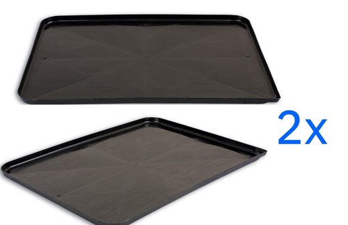 Black plastic drip tray - 2x,