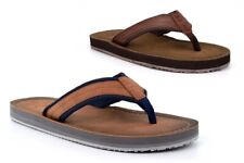 Mens Sandals Mens Mules Faux Leather Toe Post Flip Flops Summer Tan/Brown Size