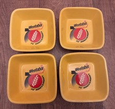 Weetabix 70th Anniversary Cereal Bowls x 4 Yellow Square Vintage Dish 2002