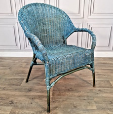 Vintage wicker armchair blue - vintage,