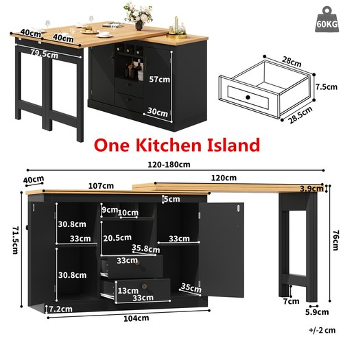 Kitchen island extendable - kitchen, w/