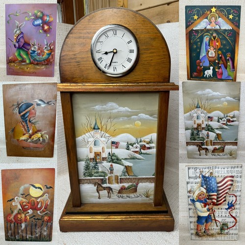 Mantle clock hand painted - 19",