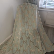 Damask Leaf Curtains Duck Egg