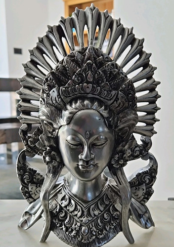 Buddha head sculpture - buddha, silver