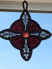 RENOVATED:  19th Century Victorian Ecclesiastical Hanging Stained Glass Panel