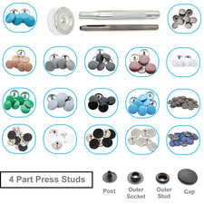 15mm Press Studs with Colourful Caps and Fixing Hand Tool for Handbags Jacket