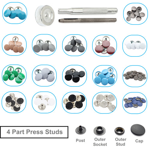 15mm press studs with - press,