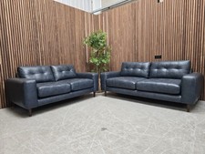 Designer Label Kora Large & Small Sofa In Blue Leather RRP:£3658