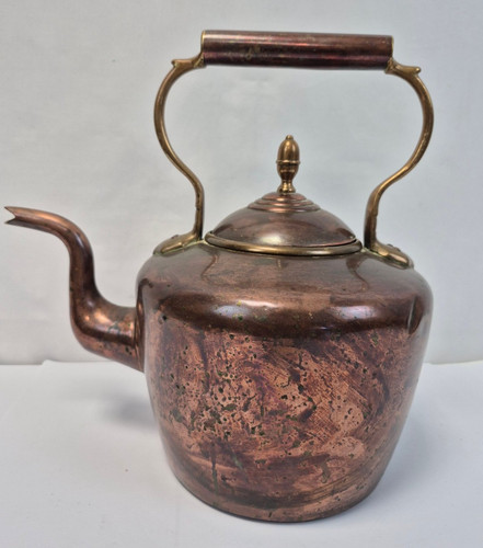 Antique copper tea kettle - antique,