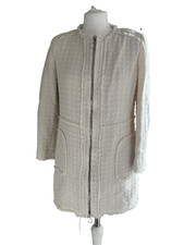 Zara Cream Longline Boucle Jacket Size Eur M Lightweight Zip
