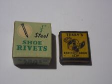 1950s boxes Steel shoe rivets & Cabinet door clip & contents,ideal for display