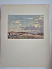 Antique Coloured Hunting Sketch Print 1930 Landscape Horses Scene Lionel Edwards