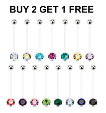 Belly Bar Pregnancy Maternity Retailer with CZ Gem Ball Flexible PTFE BioFlex