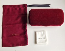 Gucci Red Velvet Hard Glasses Case With Cleaning Cloth And Dust Bag