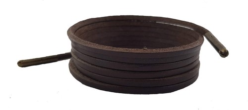Dark brown leather shoelaces - brown,