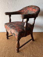 Antique Victorian Tub Smokers Chair For Re-upholstery Project Solid Framework