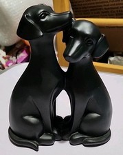 Coalport Style Matt Black  Labrador Retriever Puppies Dog Figurine